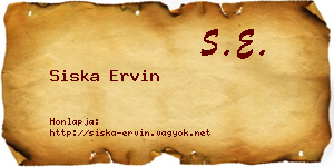 Siska Ervin névjegykártya