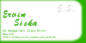 ervin siska business card